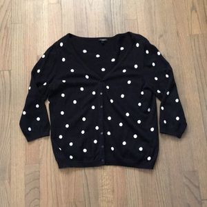 Talbots Black with White Polka Dots Cardigan